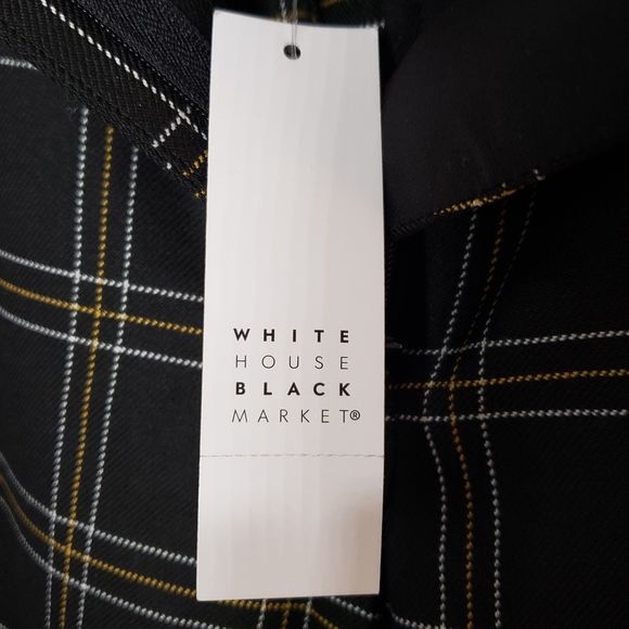 NWT WHBM Slim Ankle Pant Size 10 Black, White, Marigold Plaid - Picture 4 of 14